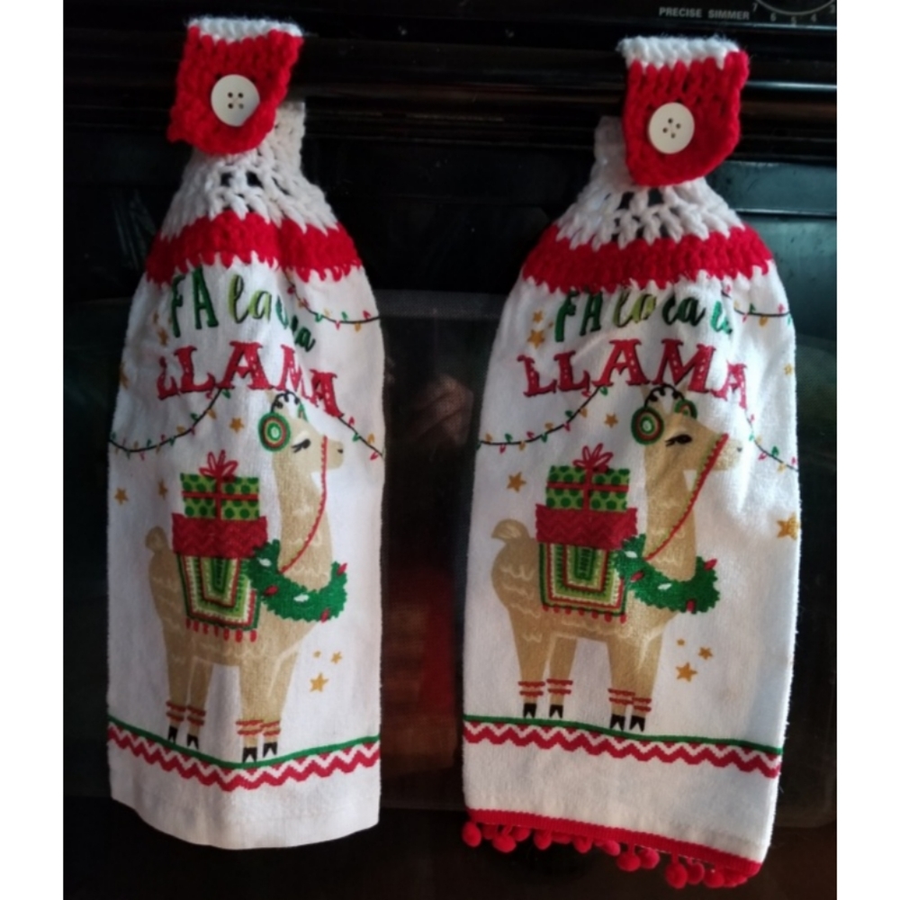 Set of 2 Christmas Llama tea towels